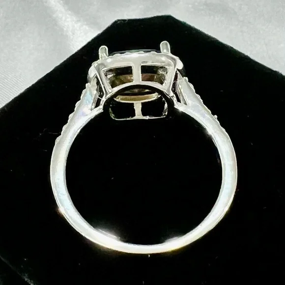 SWAROVSKI ELEMENTS AQUAMARINE & CLEAR CRYSTAL Silver Women's Ring sz 9 - Picture 7 of 11